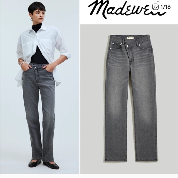 Women's Madewell 90s Straight Jean Burwick Gray Wash Cross-Tab Edition Size 29 - Picture 1 of 12